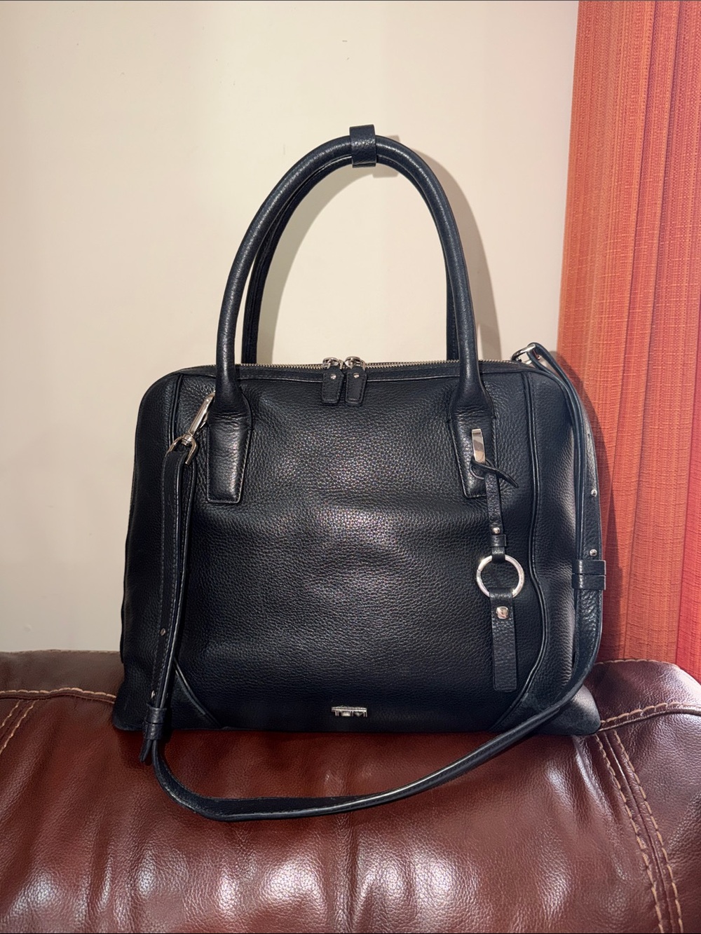 ‼️Tumi Black Leather Satchel Shoulder Bag